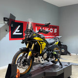 2025 Voge DS800X on a dyno stand with a lukos engineering branded banner in the background