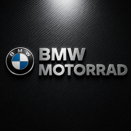 BMW Motorrad logo on a dark carbon fiber background