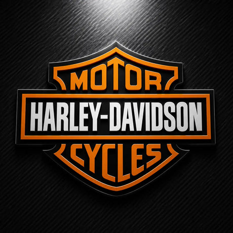 Harley-Davidson logo on a dark textured background
