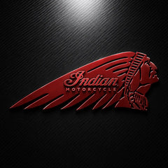 Red Indian Motorcycle logo on a black carbon fiber background