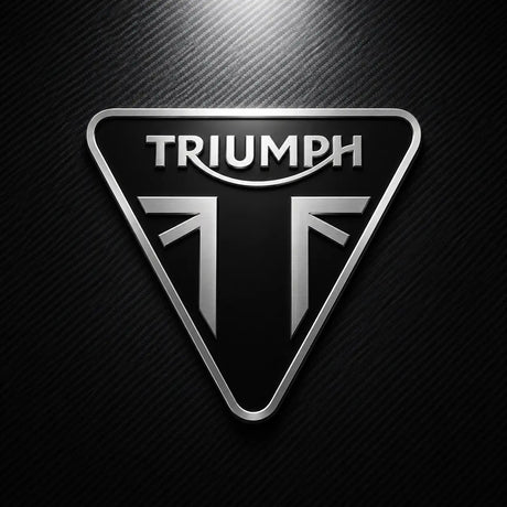Triumph logo on a dark carbon fiber background